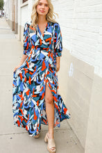 Vacay Ready Blue Tropical Print Wrap Around Tie Waist Coverup Maxi