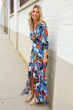 Vacay Ready Blue Tropical Print Wrap Around Tie Waist Coverup Maxi