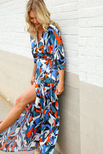 Vacay Ready Blue Tropical Print Wrap Around Tie Waist Coverup Maxi