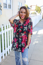 The Perfect Find Black Multicolor Floral Crochet V Neck Top