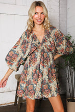 Autumn Equinox Antique Rose Boho V Neck Dress