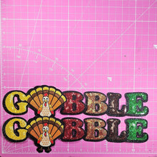 Scratch Decor - Gobble Gobble Turkey Sequin on Glitter Large Iron on Patch