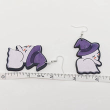 Halloween Witch Hat Ghost Wooden Earrings