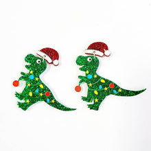 Christmas Dinosaur Light Earrings, Christmas Dino Earring