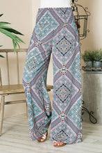 Orange Farm Clothing - Wide Leg Smocked Waisted Palazzo Pants-2 Prints*: Blue Combo / Medium