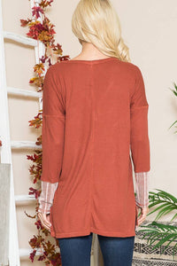 Rust Reversed Stitched Oversize Hi Low Tunic