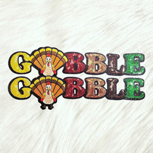 Scratch Decor - Gobble Gobble Turkey Sequin on Glitter Large Iron on Patch