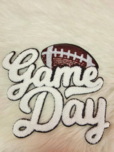 Scratch Decor - Large White Sequin Football Game Day Chenille Iron-on Black Glitter Patch