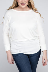 Luxe Rayon Boat Neck 3/4 Sleeve Top