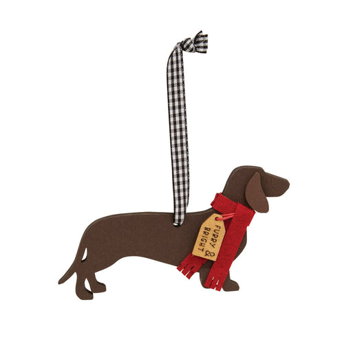 Furry & Bright Wiener Dog Christmas Ornament