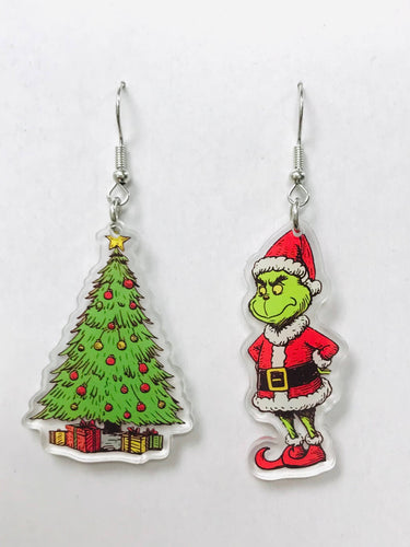 Christmas Earrings, You're A Mean One Acrylic Earrings