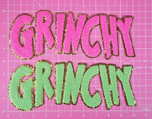 Scratch Decor - Grinchy Word Chenille Gold Glitter Iron-on Patch: NEW Grinchy Green 10 inch