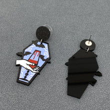 Halloween Vampire Bat Coffin Acrylic Post Earrings
