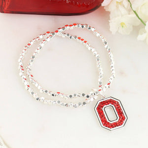 Seasons Jewelry - Ohio State Crystal Logo Stretch Bracelet