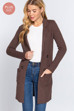 Notched Collar Sweater Jacket -Chocolate