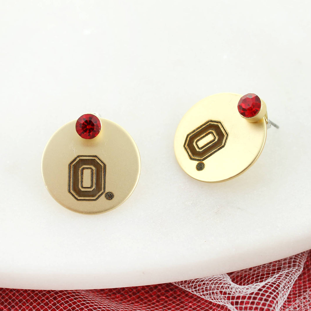 Seasons Jewelry - Ohio State Logo Gold Disc Earring Jacket
