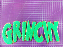 Scratch Decor - Grinchy Word Chenille Gold Glitter Iron-on Patch: NEW Grinchy Green 10 inch