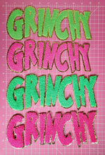 Scratch Decor - Grinchy Word Chenille Gold Glitter Iron-on Patch: NEW Grinchy Green 10 inch