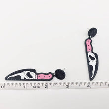 Halloween Pink Knife Skull Post Earrings