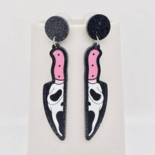 Halloween Pink Knife Skull Post Earrings