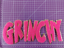 Scratch Decor - Grinchy Word Chenille Gold Glitter Iron-on Patch: NEW Grinchy Green 10 inch