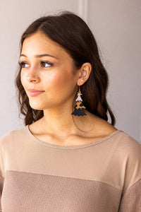 Grace+Emma - Leopard and Glitter Tiered Christmas Tree Earrings: Leopard / One Size