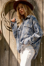 Perfect Find Blue Plaid Cotton-Blend Fray Hem Shacket