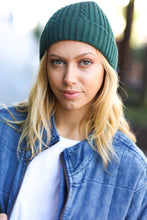 Let's Go Emerald Green Cable Knit Beanie