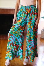 Summer Vibes Green & Orange Abstract Print Smocked Palazzo Pants