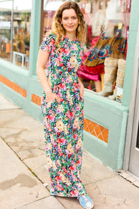 Make Your Day Pink & Green Floral Print Maxi Dress