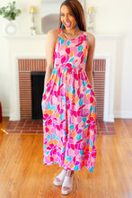 Hello Beautiful Fuchsia Abstract Floral Fit & Flare Maxi Dress