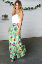 Fushcia & Green Boho Wide Leg Tie Waist Twofer Jumpsuit