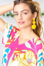 Canary & Gold Beaded Round Pendant Earrings