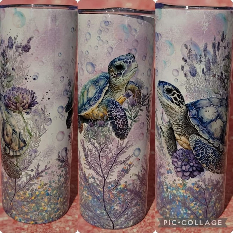 Sea Turtle with Lavender Background Tumbler