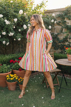 Sunshine Stripes Button Down Mini Dress