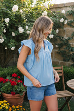 Flutter Into Spring Light Blue Ruffle Top