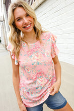 Find Love Pink Floral Print Flutter Sleeve Knit Top