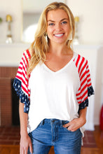 Feeling Patriotic Stars & Stripes Flutter Sleeve V Neck Top