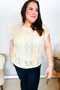 The Perfect Find Beige Dolman Short Sleeve Crochet Sweater Top