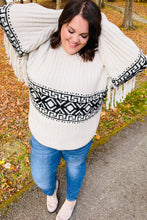 Ready For Anything Taupe & Black Tassel Aztec Sweater