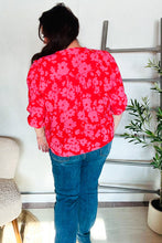 New Day Red Ribbon Bow Detail Floral Woven Blouse