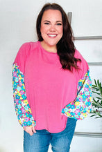 Lock Eyes Pink & Floral Bubble Sleeve French Terry Pullover