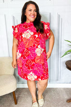 True Love Pink & Red Floral Smocked Ruffle Sleeve Dress