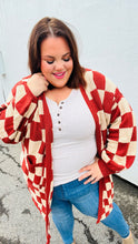 Can't Help But Love Rust Checkered Open Cardigan