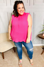 Sweet New Days Fuchsia Smocked Neck Pleated Sleeveless Top