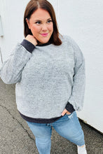 Break Free Grey Banded Two Tone Jacquard Knit Top