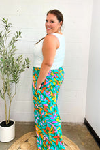 Summer Vibes Green & Orange Abstract Print Smocked Palazzo Pants