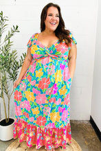 Vacay Vibes Blue Floral Print Sweetheart Twisted Neckline Maxi Dress