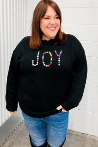 Give Back JOY Jewel Beaded Black Sweater