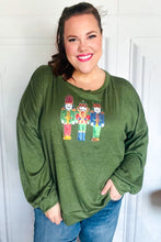 Be Merry Forest Green Nutcracker Sequin Hacci Top